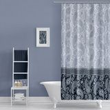 Mikasso Banyo Perdesi 1X110X200 Tek Kanat Duş Perdesi Halka Hediyeli Duşakabin Perdesi 2102 Gri - Çok Renkli