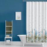 Mikasso Banyo Perdesi 1X110X200 Tek Kanat Duş Perdesi Halka Hediyeli Duşakabin Perdesi 2558 Beyaz - Çok Renkli