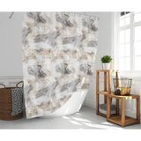Mikasso Banyo Perdesi 1X120X200 Tek Kanat Duş Perdesi Halka Hediyeli 5203 Bej - Çok Renkli
