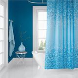 Mikasso Banyo Perdesi 1X120X200 Tek Kanat Duş Perdesi Halka Hediyeli 6303 Mavi - Çok Renkli