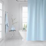 Mikasso Banyo Perdesi 1X120X200 Tek Kanat Duş Perdesi Halka Hediyeli Duşakabin Perdesi 0010 Mavi Mavi - Çok Renkli