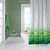 Mikasso Banyo Perdesi 1X120X200 Tek Kanat Duş Perdesi Halka Hediyeli Duşakabin Perdesi 5020 Yeşil Yeşil - Çok Renkli