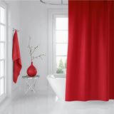 Mikasso Banyo Perdesi 1X240X200 Tek Kanat Duş Perdesi Halka Hediyeli Duşakabin Perdesi 0010 Kırmızı Kırmızı - Çok Renkli