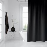 Mikasso Banyo Perdesi 1X240X200 Tek Kanat Duş Perdesi Halka Hediyeli Duşakabin Perdesi 0010 Siyah Siyah - Çok Renkli