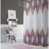 Mikasso Banyo Perdesi 2X120X200 Çift Kanat Duş Perdesi Halka Hediyeli Duşakabin Perdesi 10149 Beyaz - Çok Renkli