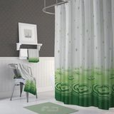 Mikasso Banyo Perdesi 2X120X200 Çift Kanat Duş Perdesi Halka Hediyeli Duşakabin Perdesi 5020 Yeşil Beyaz - Çok Renkli