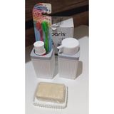 Mikasso Banyo Seti Köşeli 3'lü Kutulu Plastik Beyaz - Çok Renkli