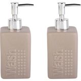 Mikasso Banyo Seti Seramik Sıvı Sabunluk 2 Adet Bej Modern 7X7X17CM 300ML Seramik Bej - Çok Renkli