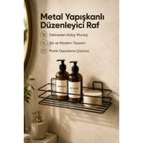 Mikasso Banyo ve Mutfak Için Paslanmaz Siyah Metal Yapışkanlı Düzenleyici Raf Metal Siyah - Çok Renkli