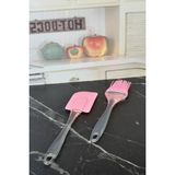 Mikasso Baranex Silikon Yumurta Fırçası ve Spatula 2'li Set Silikon Pembe