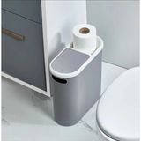 Mikasso Bas Aç Kapaklı Hazneli Banyo Tuvalet Ofis Mutfak Çöp Kovası-10 Lt Plastik Gri Banyo - Çok Renkli