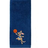 Mikasso Basketbolcu Kanguru Nakışlı Spor Havlusu 50X90 Kadife Lacivert - Çok Renkli