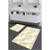 Mikasso Baskılı Kaymaz Yıkanabilir Çiçek Desen Banyo Paspası 2'li Klozet Takımı Halısı Polyester Sarı - Çok Renkli