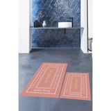 Mikasso Baskılı Yıkanabilir Kaymaz Desenli Bathroom Yazılı Banyo Paspası Klozet Takımı Polyester Pembe - Çok Renkli
