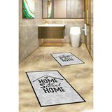 Mikasso Baskılı Yıkanabilir Kaymaz Home Sweet Yazılı Ikili Banyo Halısı Paspas Klozet Takımı Polyester Gri - Çok Renkli