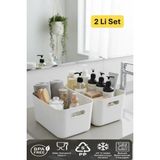Mikasso Bath 2 Adet Banyo Düzenleyici Organizer Beyaz Renk Plastik Çok Amaçlı Dolap Düzenleyici Plastik 25 x