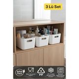 Mikasso Bath 3 Adet Banyo Düzenleyici Organizer Beyaz Renk Plastik Çok Amaçlı Dolap Düzenleyici Plastik 25 x