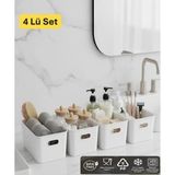 Mikasso Bath 4 Adet Banyo Düzenleyici Organizer Beyaz Renk Plastik Çok Amaçlı Dolap Düzenleyici Plastik 25 x