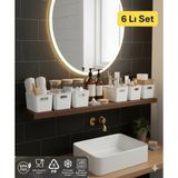 Mikasso Bath 6 Adet Banyo Düzenleyici Organizer Beyaz Renk Plastik Çok Amaçlı Dolap Düzenleyici Plastik Beya - Çok Renkli