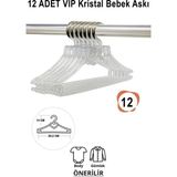 Mikasso Bebek Elbise Askısı 12 Adet Kristal-Fiyonk Bebek Kıyafet Askısı Vıp Plastik Beyaz Tr