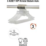 Mikasso Bebek Elbise Askısı 3 Adet Kristal-Fiyonk Bebek Kıyafet Askısı Vıp Plastik Beyaz Tr