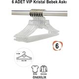 Mikasso Bebek Elbise Askısı 6 Adet Kristal-Fiyonk Bebek Kıyafet Askısı Vıp Plastik Beyaz Tr
