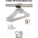 Mikasso Bebek Elbise Askısı 6 Adet Kristal-Kalp Bebek Kıyafet Askısı Vıp Plastik Beyaz Tr