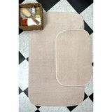 Mikasso Bej Banyo Paspas Takımı 2'li Yumuşak Pelüş Tüylü Kaymaz Tabanlı ( 60X100 / 40X60 ) Polyester Bej - Çok Renkli