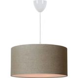 Mikasso Bej Sarkıt Keten Kumaş Avize Tekli Sarkıt Çap 30 cm AV139 Kumaş 1 E27 Bej Salon / Oturma Odası - Çok Renkli