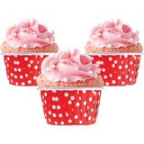 Mikasso Bens Cup Cake | Sufle Kapsülü | Muffin Kapsülü Kırmızı Puantiyeli 25 Adet (50X39MM) Kağıt Beyaz
