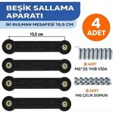 Mikasso Beşik Sallama Aparatı (Iki Rulman Deliği Aralığı 15,5 Cm) 4 Adet Siyah