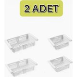 Mikasso Beyaz 2 Li Buzdolabı Raf Düzenleyici Organizer Ayarlanabilir Çok Amaçlı Organizer Sepet Plastik Tr