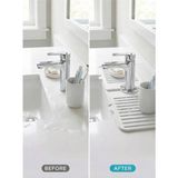 Mikasso Beyaz Elastik Musluk Mat Su Tutucu Düzenleyici Silikon Kaydırmaz Mutfak Banyo Lavabo Tezgah Matı Pla