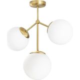 Mikasso Beyaz Eskitme Siyah Modern Akrobat Model Glop Camlı Avize Metal 3 E27 Beyaz Salon / Oturma Odası - Çok Renkli