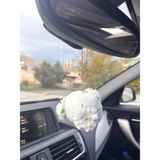 Mikasso Beyaz Peluş Ponponlu Çiçekli Dikiz Süsü Beyaz Ponpon Çiçek Dikiz Süs - Çok Renkli