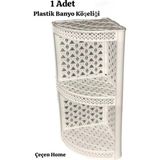 Mikasso Beyaz Plastik 3 Katlı Banyo Köşeliği Banyo Yanı Köşelik Şampuanlık Örgülü Banyo Rafı (23X53CM) Plast - Çok Renkli