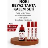 Mikasso Beyaz Tahta Kalemi Seti Kırmızı - 3 Adet Doldurulabilir Tahta Kalemi + 30 ml Mürekkep Renkli Tebeşir - Çok Renkli