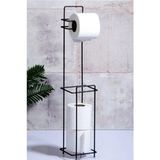 Mikasso Beyaz ve Siyah Ayaklı Tuvalet Kağıtlığı Metal Standlı Yedek Hazneli Banyo Düzenleyici (Matkapsız) Me - Çok Renkli