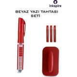 Mikasso Beyaz Yazı Tahtası Kalemi Kırmızı Silgili Set Kartuşlu Değişebilen Tüplü Tahta Kalemi Doldurulabilen - Çok Renkli