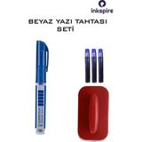 Mikasso Beyaz Yazı Tahtası Kalemi Mavi Silgili Set Kartuşlu Değişebilen Tüplü Tahta Kalemi Doldurulabilen Re - Çok Renkli