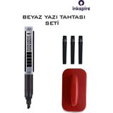 Mikasso Beyaz Yazı Tahtası Kalemi Siyah Silgili Set Kartuşlu Değişebilen Tüplü Tahta Kalemi Doldurulabilen R - Çok Renkli