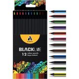Mikasso Blackline 12 Li Kuru Boya Kalemi Karton Kutu 1 Paket 12 Renk Kuruboya Tam Boy Renkli Kalem Çok Renkl - Çok Renkli