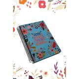 Mikasso Bloom Sert Kapak Spiralli 17X24 Kareli 96YP Defter Sert Spiralli Kareli 96 Yaprak Orta Boy Mavi Okul - Çok Renkli