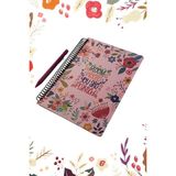 Mikasso Bloom Sert Kapak Spiralli 17X24 Kareli 96YP Defter Sert Spiralli Kareli 96 Yaprak Orta Boy Pembe Oku - Çok Renkli