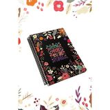 Mikasso Bloom Sert Kapak Spiralli 17X24 Kareli 96YP Defter Sert Spiralli Kareli 96 Yaprak Orta Boy Siyah Oku - Çok Renkli