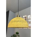 Mikasso Bohem Recycle Iplik Jüt El Yapımı Sarı Iplik Eskitme Lale Başlık Tekli Avize Metal 1 E27 Sarı Salon - Çok Renkli