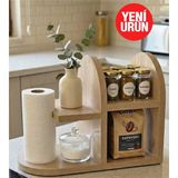 Mikasso Bonn Tezgah Üstü Raf %100 Mdf / Tezgah Üstü Düzenleyici/ Dekoratif Mutfak Rafı /baharatlık Mdf Kahve - Çok Renkli
