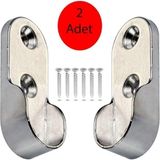Mikasso Boru Askı Flanşı Krom Oval Dolap Elbise Askı Aparatı (2 Adet) Ekru