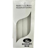 Mikasso Bozkurt Konik Şamdan Mum Fener Mumu - Beyaz - 14 Cm. - 12 Adetlik Paket Kokusuz Beyaz - Çok Renkli