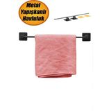 Mikasso Bro Havluluk Yapışkanlı Metal Siyah Banyo Lavabo Mutfak Uzun Kağıt Bez Havlu Askısı Kağıtlık 39 Cm.
